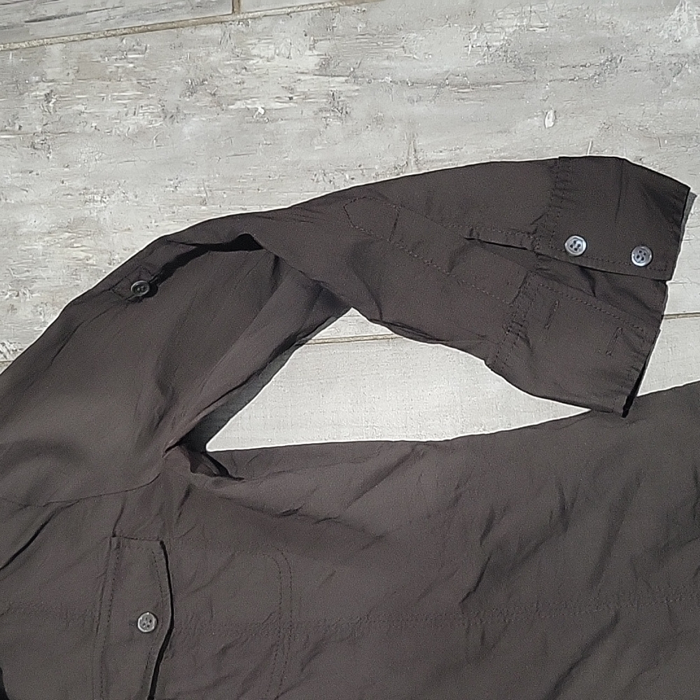 Theory Brown Stretchy Button-Down Size Small #26 - image 3